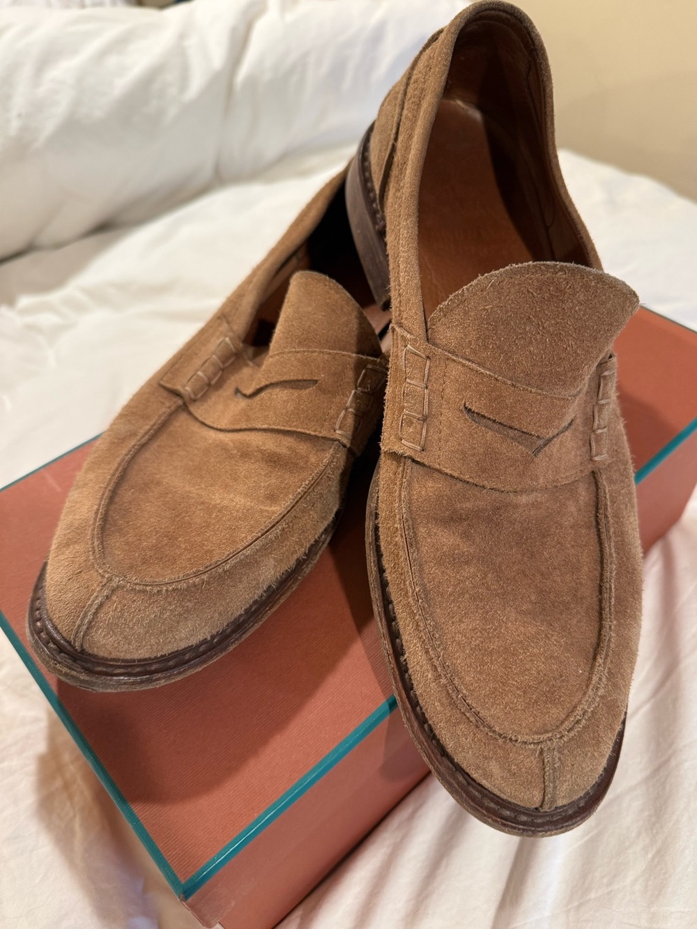Brunello Cucinelli Tan Suede Penny Loafers - Picture 3 of 6